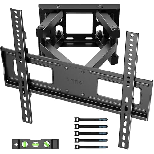Image of BONTEC TV Wall Bracket for 23–70 Inch LED LCD OLED Screens, Full Motion Double Arm TV Wall Mount Swivels Tilts Extends up to 380mm, Holds 45kg, Max VESA 400x400mm, Includes Spirit Level