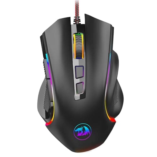 Image of Redragon M602 Gaming Mouse, Ergonomic RGB Gaming Mouse Wired with 9 Programmable Buttons, 7200 DPI Adjustable, 7 Backlit Modes, Professional Optical Gamer Mouse for Gamer Office, Black