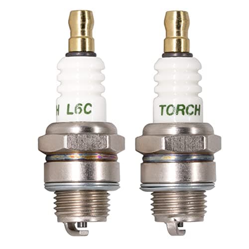 Image of Torch 2pcs L6C Spark Plugs, Replacement for NGK BM6A, CJ8, W20M-U, WK175T1, OEM, Alumina Core, 14mm x 1.25mm, 9.5mm, 19mm Hex, 6 Heat Range, Motorcycle, Car, Truck