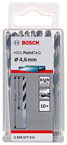 Image of Bosch Professional 10-piece PointTeQ HSS Twist Drill Bit (for Metal, 4.6 x 47 x 80 mm, Drill Driver Accessories)