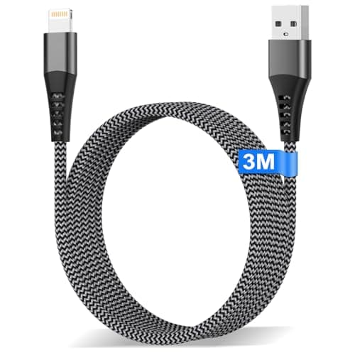 Image of iPhone Charger Cable 3m,MFi Certified USB to Lightning Cable Fast Charging,Extra Long Nylon Braid iPhone Lightning cable Lead Wire for Apple iphone 14 13 12 11 Pro Max XS XR X 8 7 6 Plus,iPad and iPod