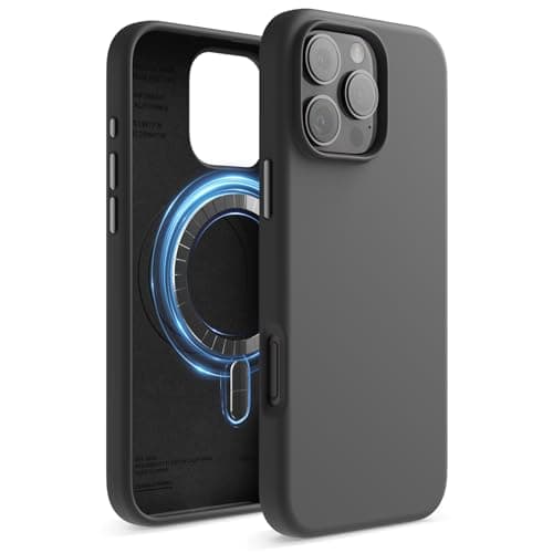 Image of elago Magnetic Silicone Case Compatible with iPhone 16 Pro Max Case 6.9 Inch Compatible with All MagSafe Accessories - Built-in Magnets, Soft Grip Silicone, Shockproof (Black)