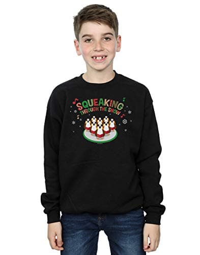 Image of Absolute Cult Star Wars Boys The Last Jedi Porgs Squeaking Through The Snow Sweatshirt Black 5-6 Years
