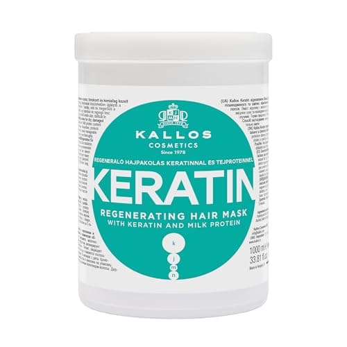 Image of Kallos Cosmetics KJMN Keratin Hair Mask for Dry, Damaged and Chemically Treated Hair, Nourishes and Helps Rebuild Natural Structure, Enhances Shine and Texture with Milk Protein 1L