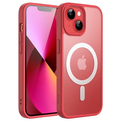 Image of JETech Magnetic Case for iPhone 13 Mini 5.4-Inch Compatible with MagSafe, Translucent Matte Back Slim Shockproof Phone Cover (Red)