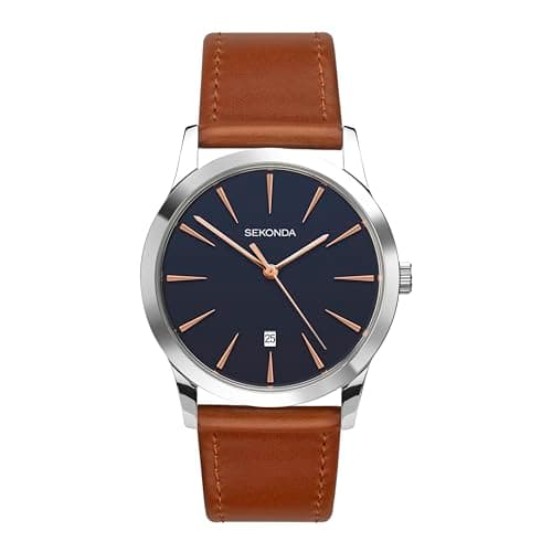 Image of Sekonda Mens Quartz Watch, Analogue Classic Display and Tan PU Strap 1559.27