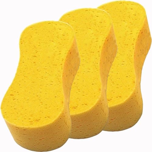 Image of 3 Pack Car Sponges,Jumbo Sponges For Car Cleaning,Anti Scratch Technology for Car Exterior & Window Washing- Perfect For Wheels, Windscreen & Bodywork (3 Yellow Jumbo Car Sponge)