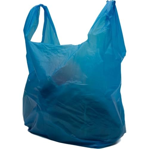 Image of Clearly Carrier Pack of 1000 Blue Heavy Duty Plastic Bags, 28x43x53cm, Reusable With Handles, Vest Style for Food, Clothes, Shopping, Books and More