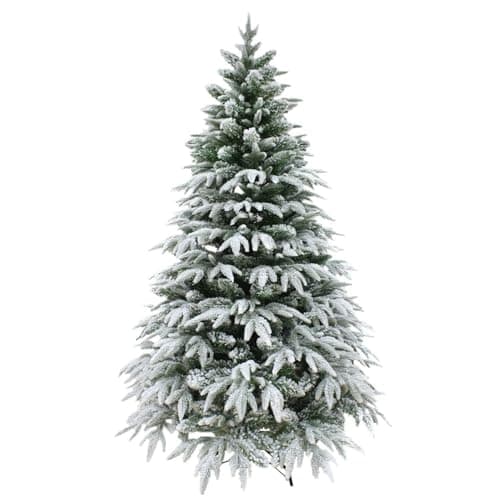Image of 7ft/2.1m Lapland Fir Snow Covered Bushy Artificial Christmas Tree Flocked 1205 PE/PVC Tips Hinged Branches Metal Stand Xmas Home Snowy Decorations