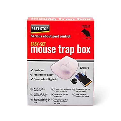 Image of Pest-Stop Easy Set Mouse Trap Box – Reusable Snap Trap in Enclosed Housing – Indoor Use – Safe for Homes with Pets & Children – Quick Set-Up, Durable Plastic – Black
