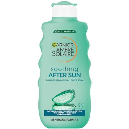 Image of Garnier Ambre Solaire After Sun Lotion, for Face & Body, with Naturally Derived Aloe Vera, Intensely Rehydrates Skin, Instant Cooling Effect, Approved by Cruelty Free International, 400 ml