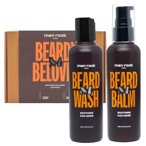 Image of Men Rock Beard Care Kit for Men – Oak Moss Beard Grooming Kit with Beard Balm & Beard Shampoo – Beard Conditioner, Beard Moisturiser for Men, Beard Softener, Beard Growth & Care Set