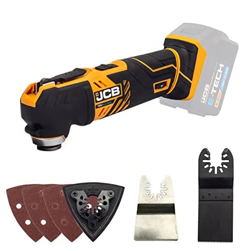 Image of JCB 18v Cordless Multi Tool, Bare Unit, Variable Speed, Anti-Vibration & Tool Free Blade Changing, Rubber Grip - Quick Change Blade - 3 Year Warranty