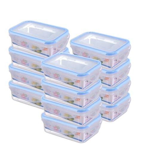 Image of HOMESHOPA Plastic Airtight Food Storage Container, 12 Pack 500ml Leakproof Rectangle Container with Clip-Lock Lid, BPA Free Reusable Meal Prep Lunch Box Microwave Freezer & Dishwasher Safe