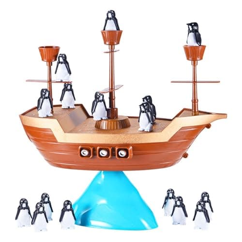Image of Tabletop Balancing Game Toy,Pirate Ship Penguin Balance Game | Board Ģame For Kids Enhancing Eye-hand Cooperation And Analysis Recognition, Learn Colors And Shapes