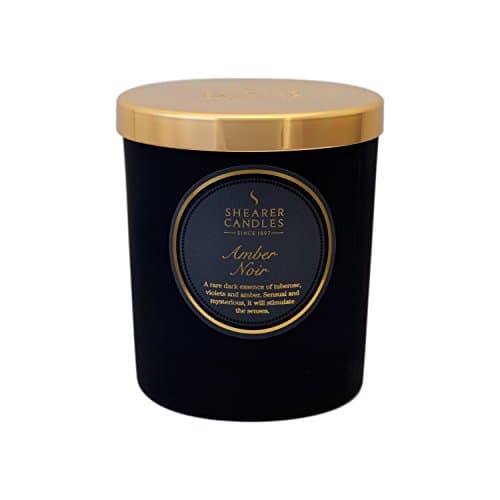 Image of Shearer Candles Amber Noir Scented Jar Candle with Gold Lid, Black, 7cm l x 7cm w x 8.4cm h