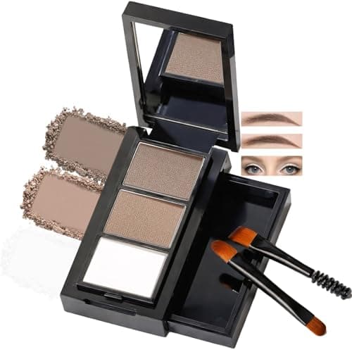 Image of 3-Shade Eyebrow Powder Palette for Natural Sculpted & Filled Brows – Professional Makeup Kit with Mirror and 2 Dual-Ended Brushes for Easy Shaping, Soft Definition & Everyday Brow Styling