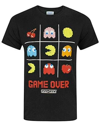 Image of Pac-Man Men's T-Shirt Game Over Official Tic Tac Toe Retro Character Clothes S Black