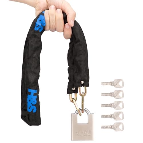Image of H&S Heavy Duty Motorbike Lock with Padlock | 6mm x 1.2m | Motorcycle & Scooter Lock with Security Chain | 2m Bike Locks High Security | Strong Chain & Locking Padlock (6mm Dia x 1200mm Length)