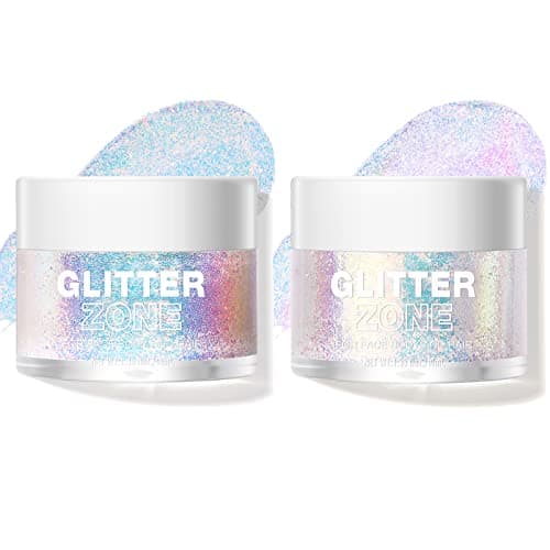 Image of LANGMANNI 2Pcs Holographic Body Glitter Gel for Body, Face, Hair and Lip.Color Changing Glitter Gel Under Light. Vegan & Cruelty Free-1.35 oz/pcs (1# Golden Ocean+2# Sparkling Pink)
