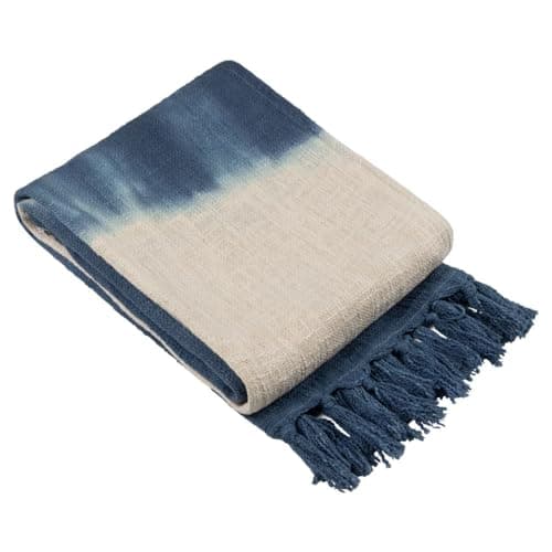 Image of furn. Mizu Dip Dye Fringed Throw, Ink, 130 x 170cm
