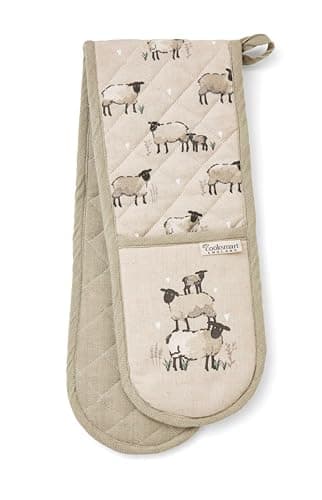 Image of Cooksmart Double Oven Gloves Heat Resistant | British Designed Heat Resistant Oven Gloves | Modern Oven Mitt & Potholder for Home Cooking | Maximum Heat Protection Kitchen Oven Gloves - Highland Sheep