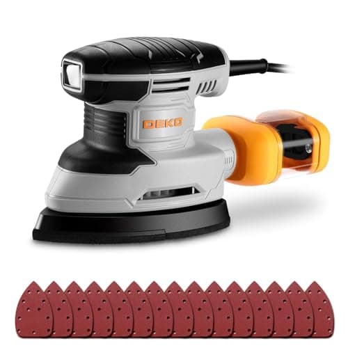 Image of Detail Sander Electric: DEKOPRO 180W Mouse Sander Corded Sanders Hand Tool 13000 RPM with Dust Collector, 15pcs Sandpaper - Ideal for Sanding Polishing Removing Woodworking DIY