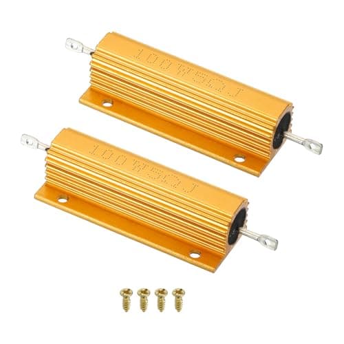 Image of PATIKIL 100W 5 Ohm Aluminum Shell Resistor with Screws, 2 Set Aluminum Housing Resistor Housed Case Wirewound Resistors Screw Tap Power Resistor, Golden