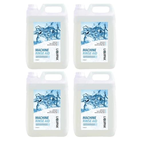 Image of Liquipak Rinse Aid 4x5L – Automatic Dishwasher & Glasswasher Rinse Aid. Prevents spots, streaks & smears on dishes, glassware & cutlery. Bulk pack for commercial kitchens.