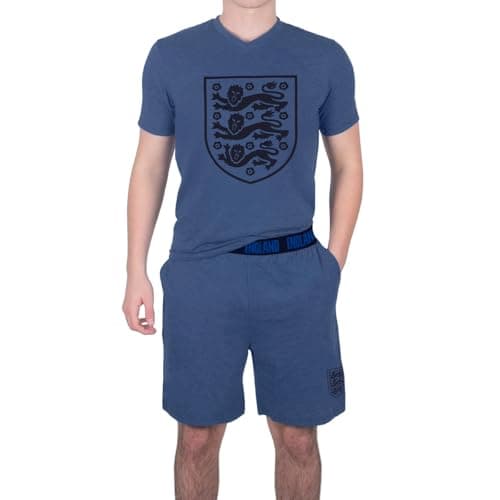Image of England Men's Short Pyjamas Official Loungewear Set Navy Marl Size Small