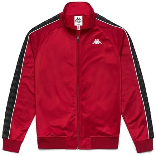 Image of Kappa - Sweatshirt with Zip, Men, Polyester, Sportswear, Model: 222 Banda Anniston Slim, Red Racing - Black - White, XXL