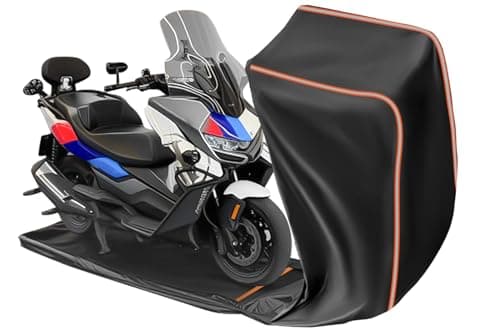 Image of FJWDSC Full Enclosed Motorbike Cover Waterproof Outdoor/Indoor, 600D Heavy Duty Motorcycle Cover with Reflective Strips Fits Scooter Moped Street/Off Road/Scrambler Motorbike up to 245cm/96"