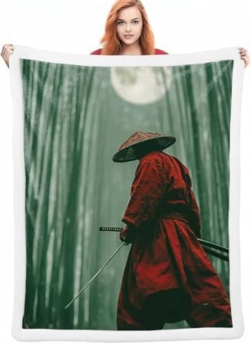 Image of Warrior Fleece Throw Blanket 150x200cm Warm Blankets for Winter Tree, Soft Thick Fleece Blanket Comfy Fluffy Bed Throws, Soft Warm Microfiber Bedding for Winter Bed Couch for Men and Women A-747