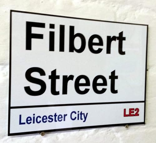 Image of New Metal Street Sign Leicester City Fc Filbert Street Sign Metal Aluminiu Football Ground Stadium 8X12 Inches