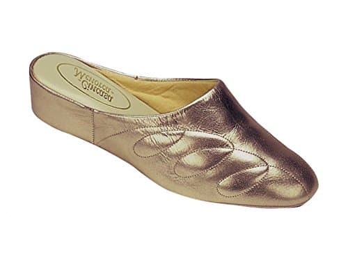 Image of Shuperb MAHON Ladies Leather Mule Slippers Pewter 38