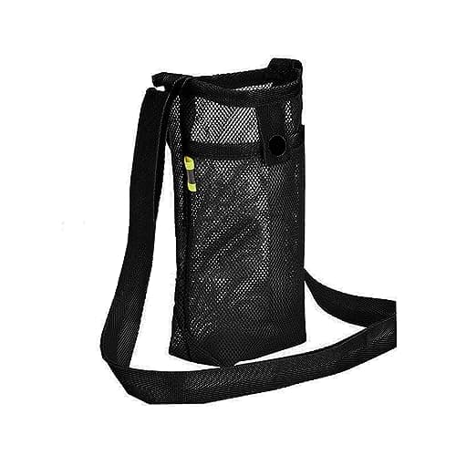 Image of FUZVOL Water Bottle Carrier Water Bottle Holder with Adjustable Shoulder Hand Strap Portable Durable Water Bottle Bag for Adults Kids Walking Hiking Camping Travelling Exercise Black
