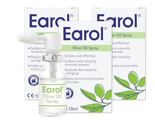 Image of Earol Olive Oil Ear Wax Removal Spray, Clinically Proven, Reduces Need for Syringing, Metered Dose, 3 Pack of 10ml Oil Spray Bottle