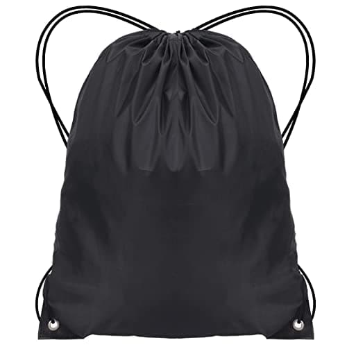 Image of JFmall Drawstring Bags, Swim PE Bags Drawstring Gym Bag for Kids Adults String Swimming Sports Bag for School Sports Swimming Gym Travel Black