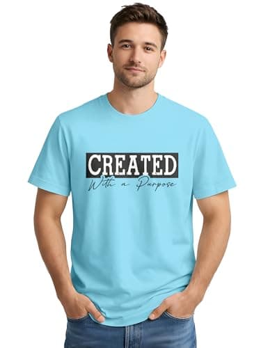 Image of Men’s Graphic Printed T-Shirt Cotton | Casual Round Neck Half Sleeve Tee | Regular Fit Stylish Daily Wear Sky Blue, S