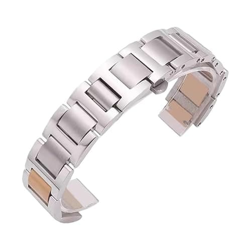 Image of ROUHO 316L Stainless Steel Men's Watch Strap Women's Replacement Metal Watch Bracelet Compatible with Cartier Ballon Bleu-Silver Rose Gold 8 * 16mm