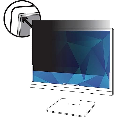 Image of 3M Privacy Filter for 24 inch widescreen LCD monitor. Black anti-glare privacy screen. Protect data from visual hacking.