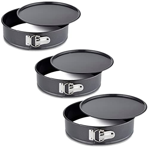 Image of Tower T943034B6 Precision Plus 3 Piece Spring Form Cake Tins, Aluminised Steel with Non-Stick Coating, Black
