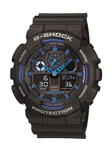 Image of Casio Men's GA-100 XL Series G-Shock Quartz 200M WR Shock Resistant Watch, Black/Blue, Chronograph,Quartz Movement