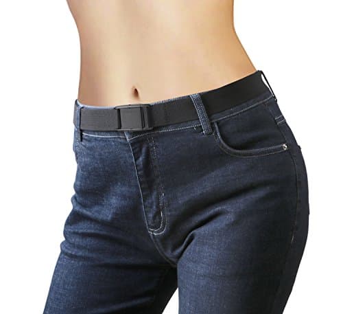 Image of JASGOOD Women Elastic Stretch Waist Belt, Invisible Soft Webbing Invisible Belt For Jeans Pants Dresses with Plastic Flat Buckle