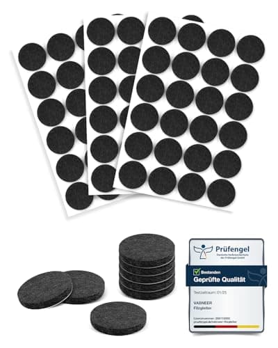 Image of VABNEER Self-Adhesive Felt Pads for Furniture Feet - Chair Leg Floor Protectors 20mm (72pcs), 5mm Thick Felt Furniture Pads for Hardwood/Laminate/Tile Floors, Noise Reduction & Scratch Prevention