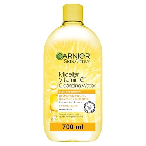 Image of Garnier Micellar Vitamin C Cleansing Water 700ml, Gentle face Cleanser & Makeup Remover, Hypoallergenic. Vegan Formula, Suitable For Dull And Uneven Skin, Brightening Formula, Dermatologically Tested