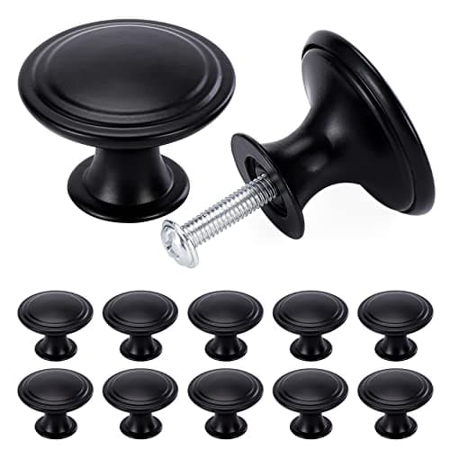 Image of TsunNee Vintage Cabinet Knobs, Chic Drawer Knobs, Antique Style Kitchen Cupboard Handles, 30mm Round Furniture Door Knobs (12, Black)