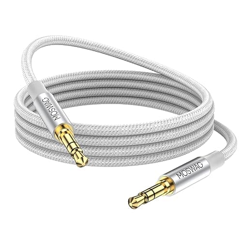 Image of MOSWAG 10FT/3Meter 3.5mm Aux Cord to 3.5mm Audio Aux Jack Cable Male to Male aux Cable Nylon Braided Stereo Jack Cord for Phones,Headphones,Speakers,Tablets,PCs,Music Players and More