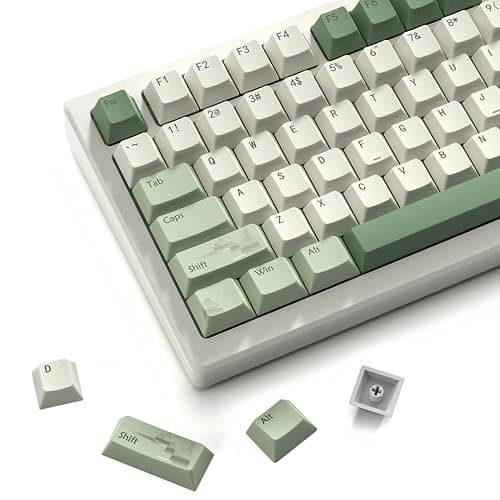 Image of PBT keycaps Matcha Green, Cherry Profile Keycaps 60 75 Percent,Double Shot Key Cap,dye-sub Keyboard caps, 134keys Custom Key caps for Mechanical Keyboard (Spring Tea,only keycaps)