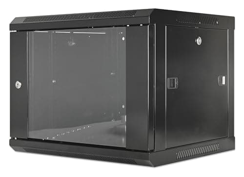Image of Intellinet Network Cabinet, Wall Mount (Standard), 6U, 450 mm Deep, Black, Assembled, Max 60 kg, Metal & Glass Door, Back Panel, Removeable Sides, Suitable also for use on a desk or floor, 19 Inch
